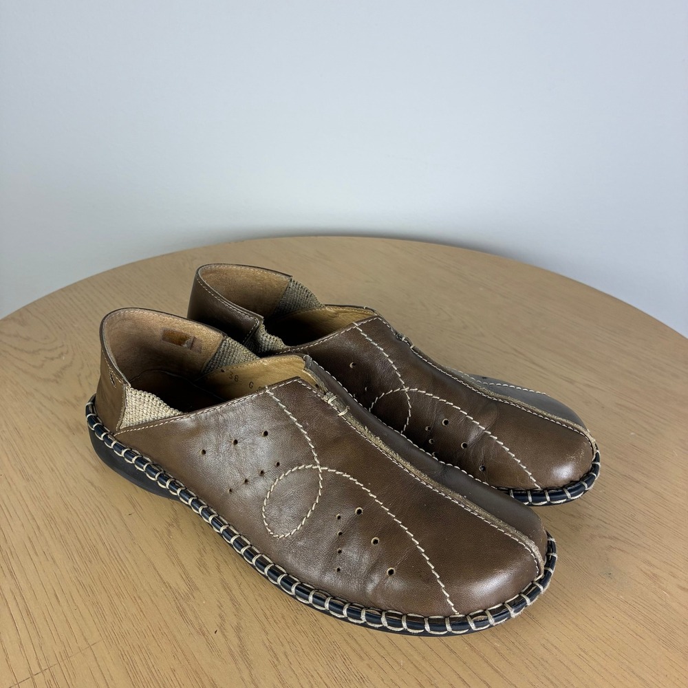 Josef Seibel Brown Slip On Loafer Contrast Stitch Flats Women's EU 38 US 7.5
